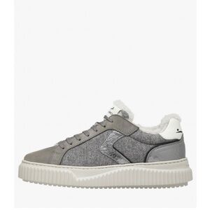 NWT VOILE BLANCHE LIPARI Charcoal Grey Fur Suede and Felt Sneakers